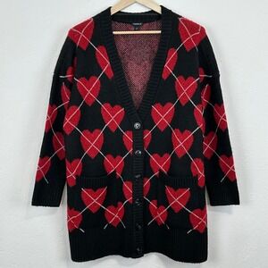 Torrid Vegan Cashmere Oversized Cardigan Sweater Sz 0 Whimsigoth Grunge Hearts
